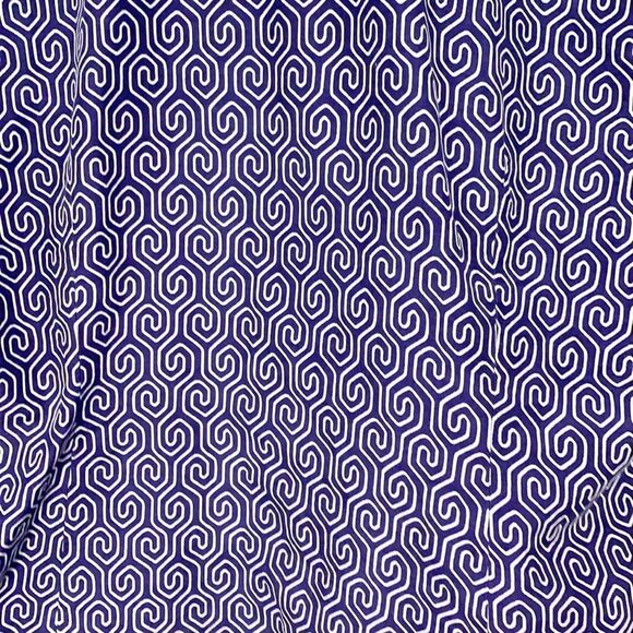 C. Wonder Blue and White Geometric Silk Cotton Blend Button Down Blouse Small - Picture 3 of 13